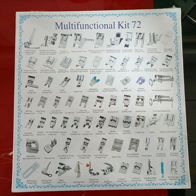 YUK Sewing Machine Parts #72 Presser Foot Domestic Sewing Machine Braiding Blind Stitch Darning Presser Foot Kit Set