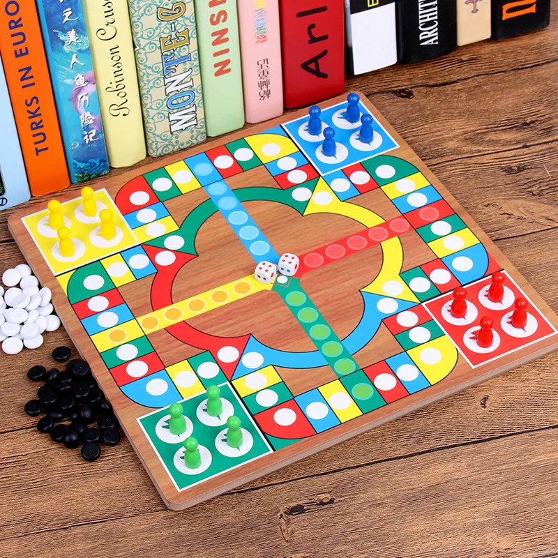 Multifunctional Chess Game Children Educational Toys Board Game Wooden Flying Chess Gobang Two-In-One Manufacturer Wholesale