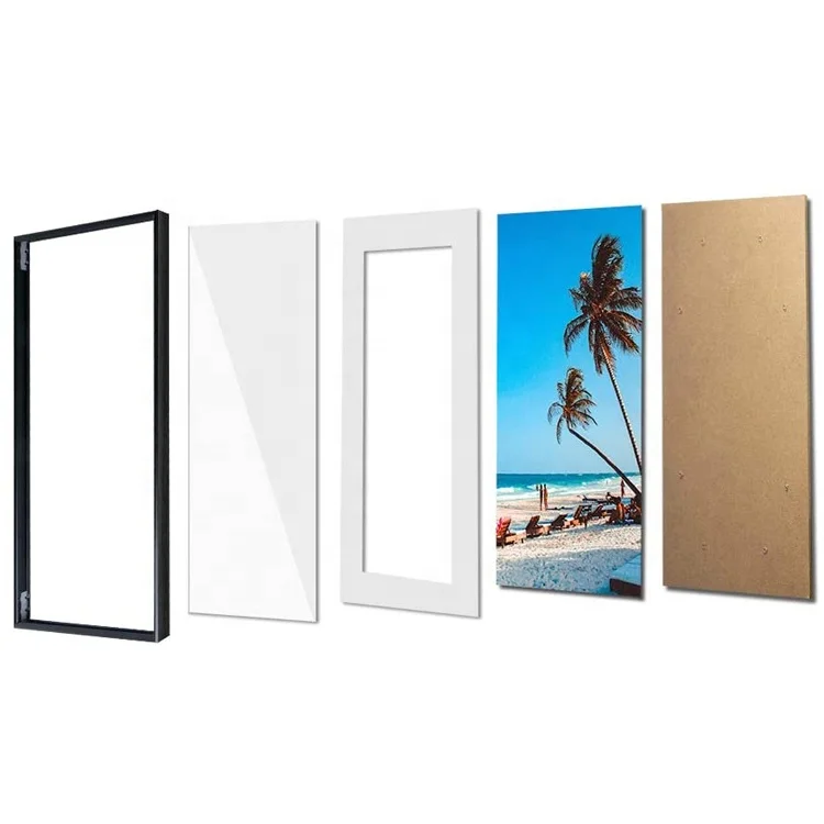 Modern Silver Aluminum A2 Photo Frame Smooth Wall Hanging Poster Frame with Back Wrap and Glass Hardware A4 Size
