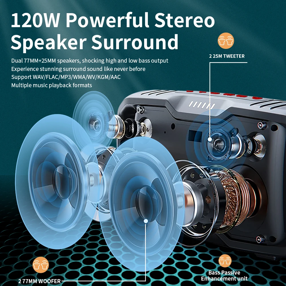Cyboris launches a new 120W high-power wireless speaker with four speakers for powerful stereo playback and supports multiple pl