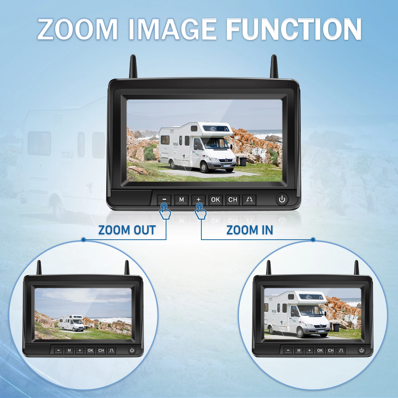 AHD 1080P Wireless IPS 7 Inch Car Monitor Rear View Reverse Camera Driving Kit with Stable Digital Signal Auto Parking