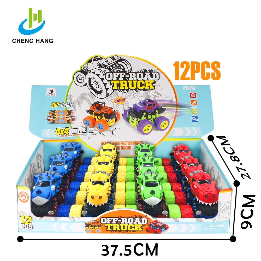 
12PCS 4x4 Wheels Mini Friction Dinosaur Car Toy For Kids 
