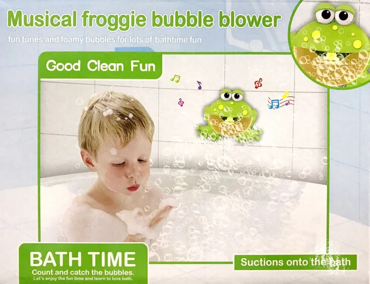 
Amazon Cartoon ABS baby bath toy frog bubble machine with music 