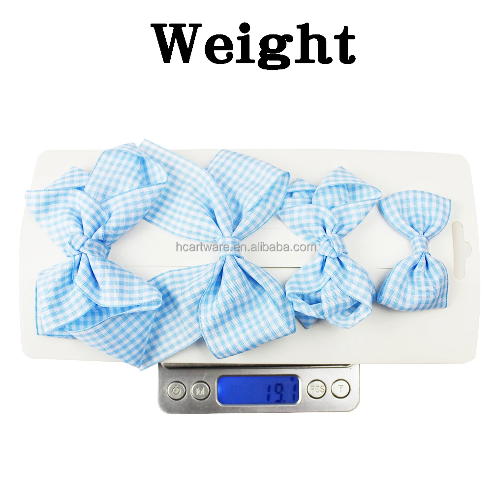 HCArtware Amazon Hot Sale Plaid Pattern Sweet Hair Bow Pastoral Style 4 Piece Suit Girls Hair Clips Country Style Kids Hair Bow