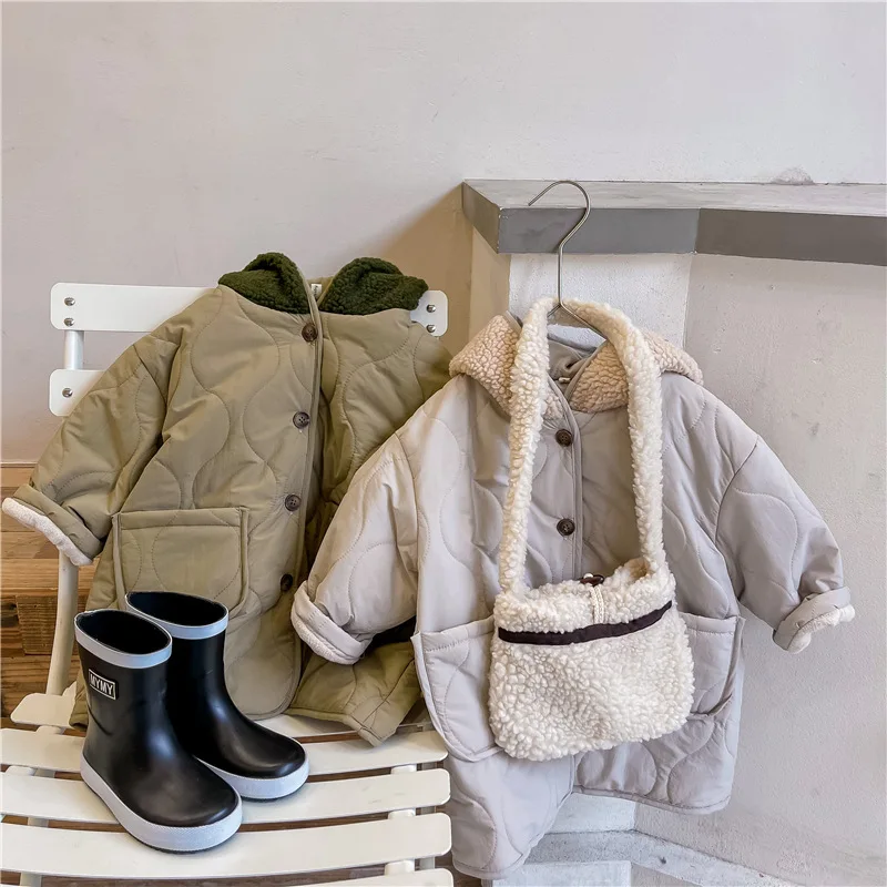 In the autumn and winter of 2022, South Korea, casual cotton solid hooded top, boys and girls aged 1-8 years thick cotton top