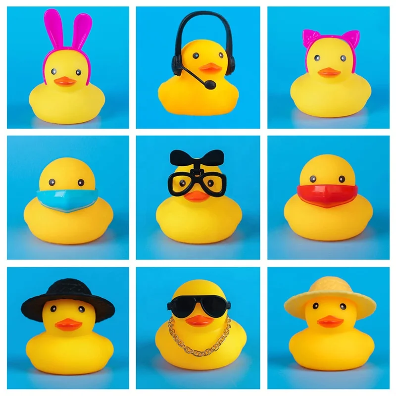 Cute Hot Selling Mini Yellow Rubber Duck Car Duck Ornaments Bike Gadgets with Propeller Helmet