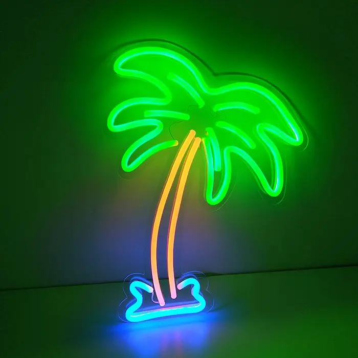 romantic Coconut Palm Tree Neon Signs Lamp LED Neon Light with Holder Base neon lights sign for wall decor