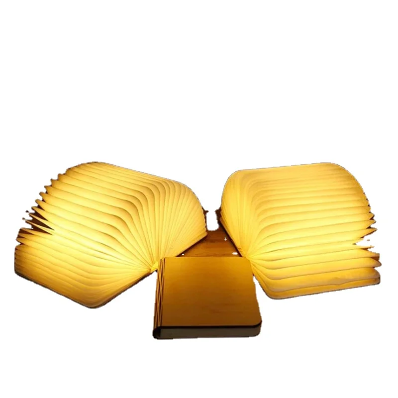 5 Colors USB Recharge LED Night Light Creative Wooden RGB Folding Book Home Desk Lamp Decorative Birthday Gift