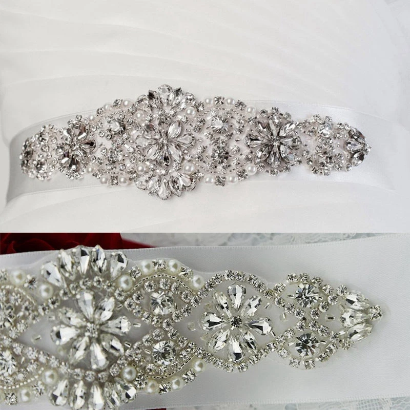 
Handmade Flower Design Crystal Bridal Sash Rhinestone Wedding Belts for Bride Bridesmaids Prom Gown Dress 