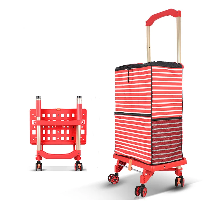 Custom Eco-Friendly Foldable Supermarket Trolleys Grocery Shopping Cart Bag Portable Folding Shopping Trolley Bag With Wheels