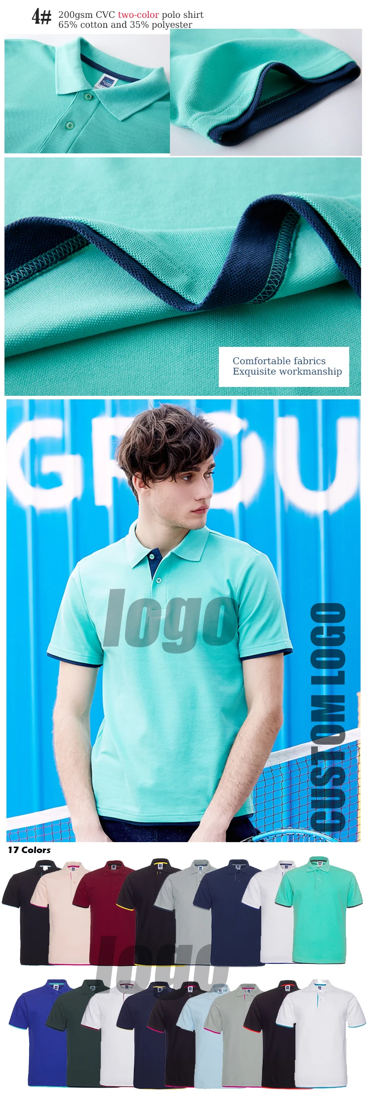 pullover custom embroidery logo polo shirts