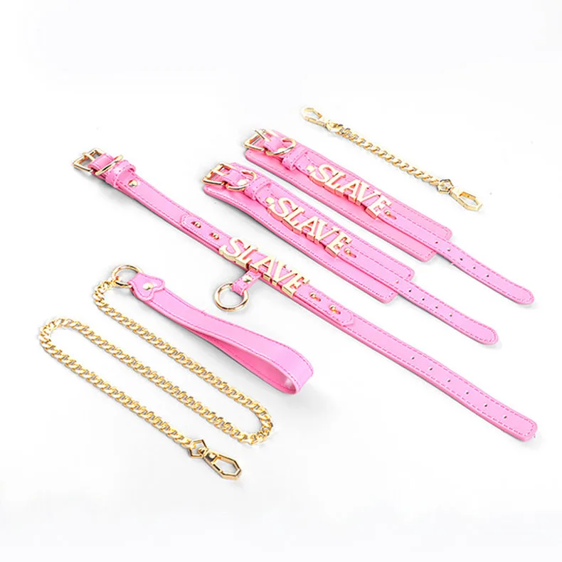 High Quality SM Leather Erotica Set  Alphabet Bondage Collar Handcuffs Other Adult Sex Products