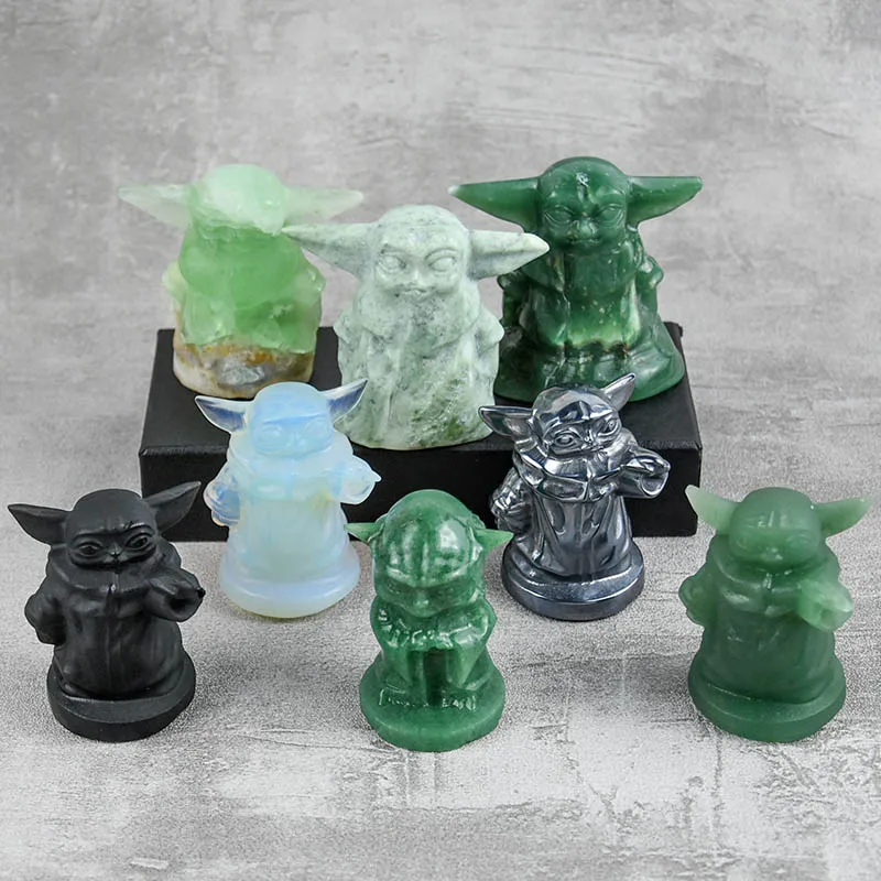 High Quality Natural Spiritual Stone Crystal Crafts Crystal Yoda Carving