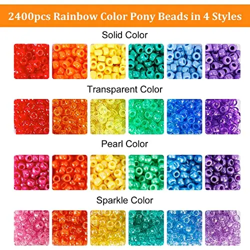 New Arrival 4000 Pcs Diy Jewelry Making Large Hole Pony Beads 6*9mm Flat Round Loose Rainbow Colors Pony Beads for Children