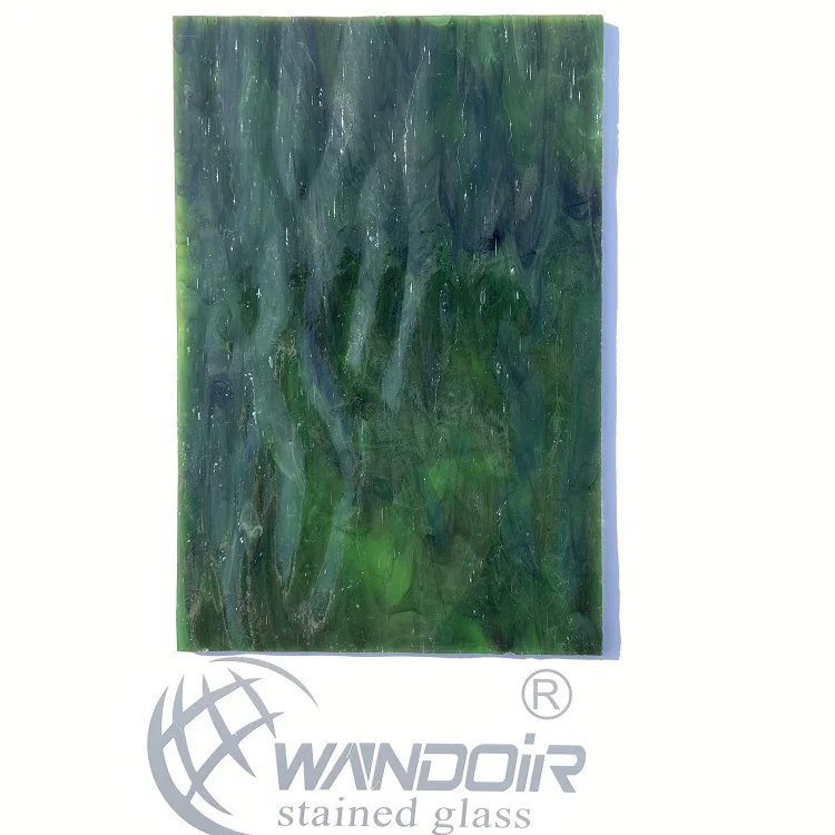 Jiangsu craft stained glass sheet green mixed texture art glass