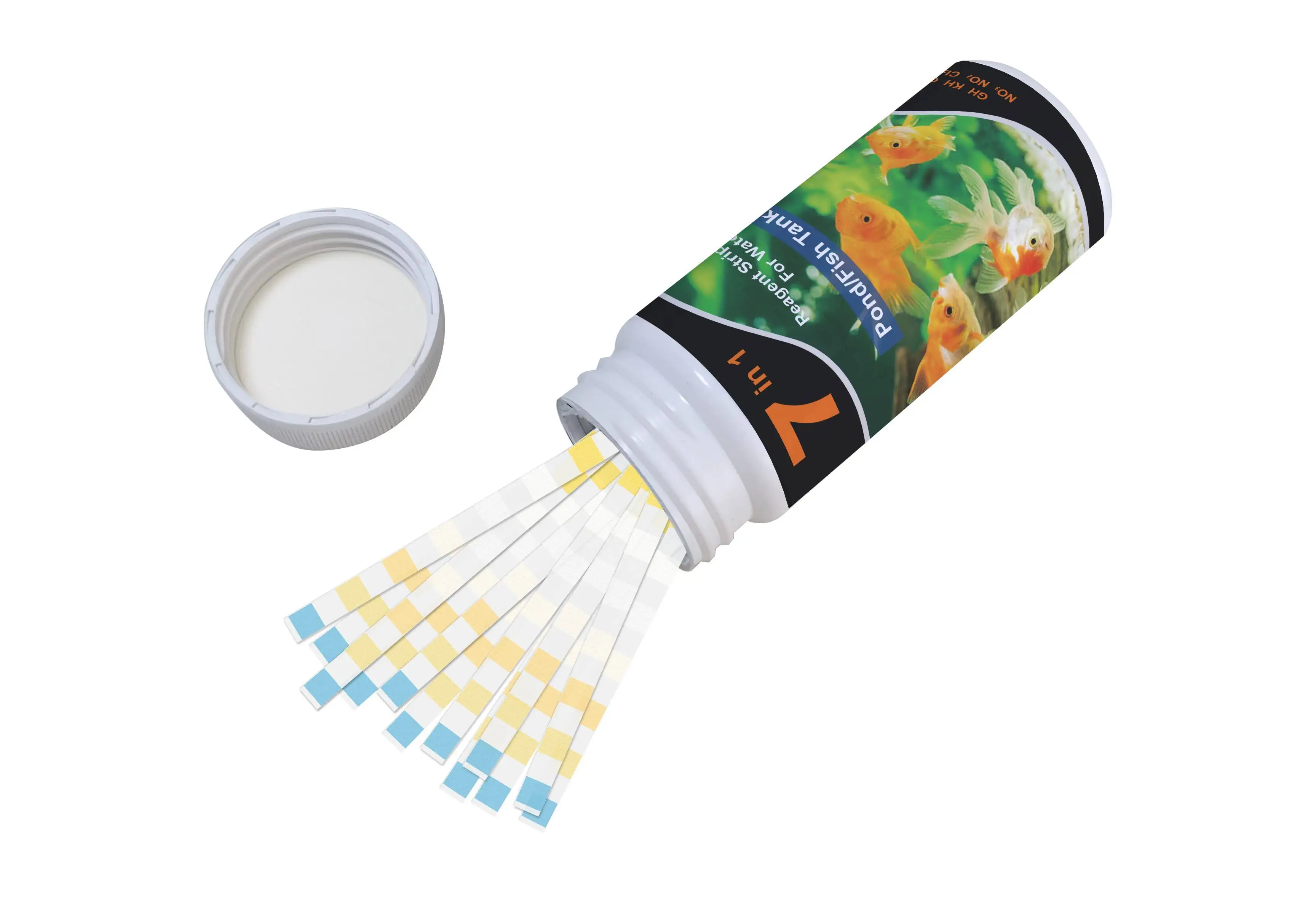 Water Test Strips 7 in 1 Fish Tank Test Kit Freshwater Saltwater Aquarium Water Test Kit to Detect pH Nitrite Nitrate