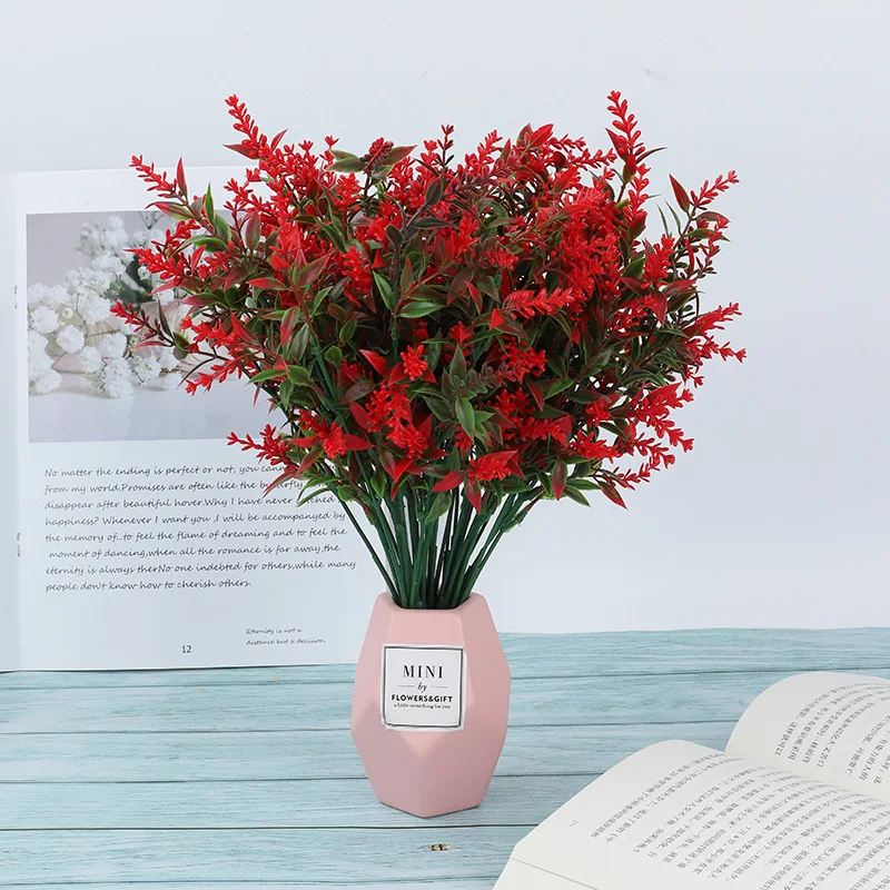 Hot Selling Faux Lavender Bouquets for indoor home wedding decor cheap plastic flower bouquets Simulated grass