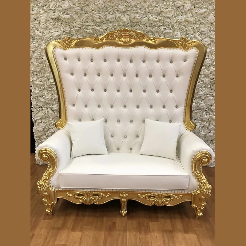 Loveseat Королевский трон отель золотые резные стулья для свадебных мероприятий диван невесты и жениха