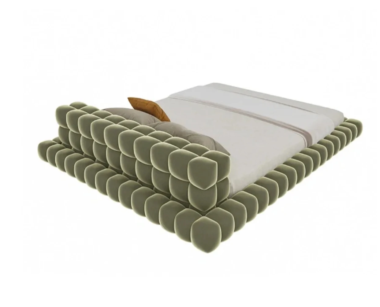 Italian Designer Creative Tatami Bed Contemporary Minimalist Cloth Double Bed for Master Bedroom Fabric Material