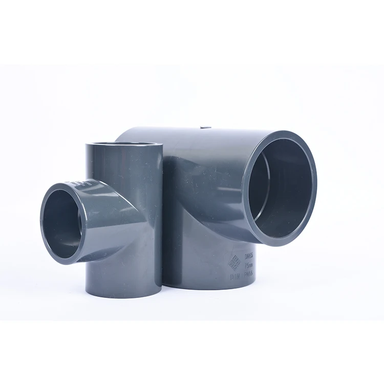 Factory Direct Wholesale Din Upvc Plastic Pipe Fitting Connector Equal Chemical Industry Tee
