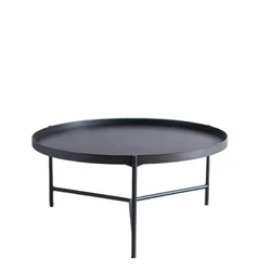Vintage Black Circle End Side Corner Table Base Round Metal Coffee Table