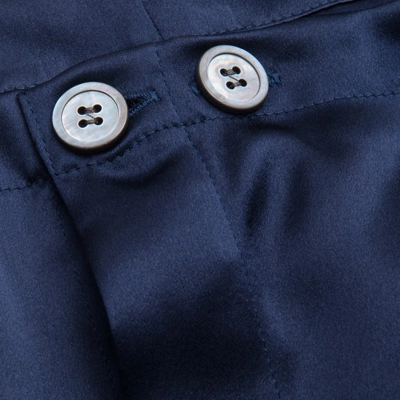 
MGOO OEM Plain Pattern Light Weight Silk Cotton Navy Men Pyjama Sleepwear Pajama with Pockets 