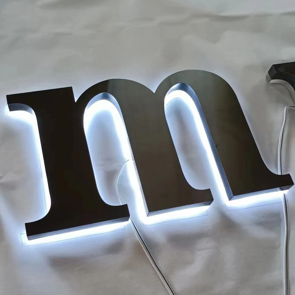 Outdoor Store Front Stainless Steel Full Color Backlit Sign acrylic Led Advertising Logo Lighted Alphabet Letter Sign