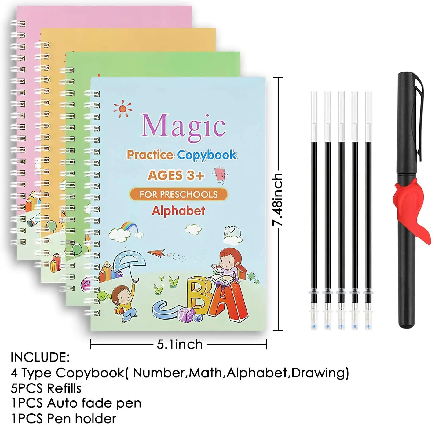 Preschool Calligraphy Practice Kids Reusable Groove Writing Copybook Thick Paper Sank Magic Practice Book With pen Reusable
