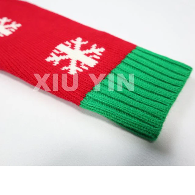 Red ugly Christmas sweater embroidered  sequin  Elf  jacquard cardigan Winter thick couples  sweater