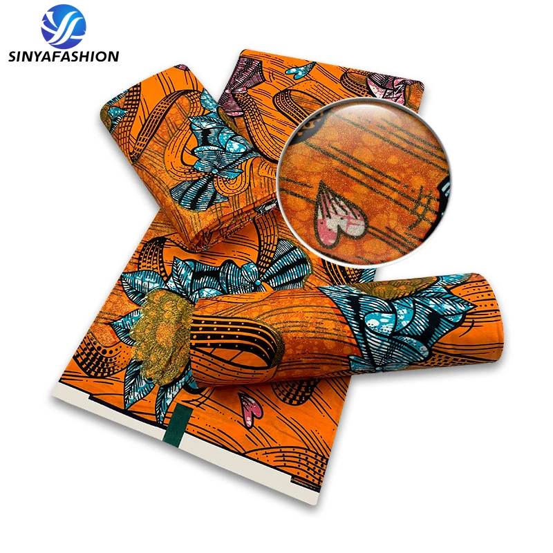 Sinya Popular Design Gold Grand Wax 100% Cotton Exclusive Super Nice Quality African Wax Prints Fabric For Uniform Dress