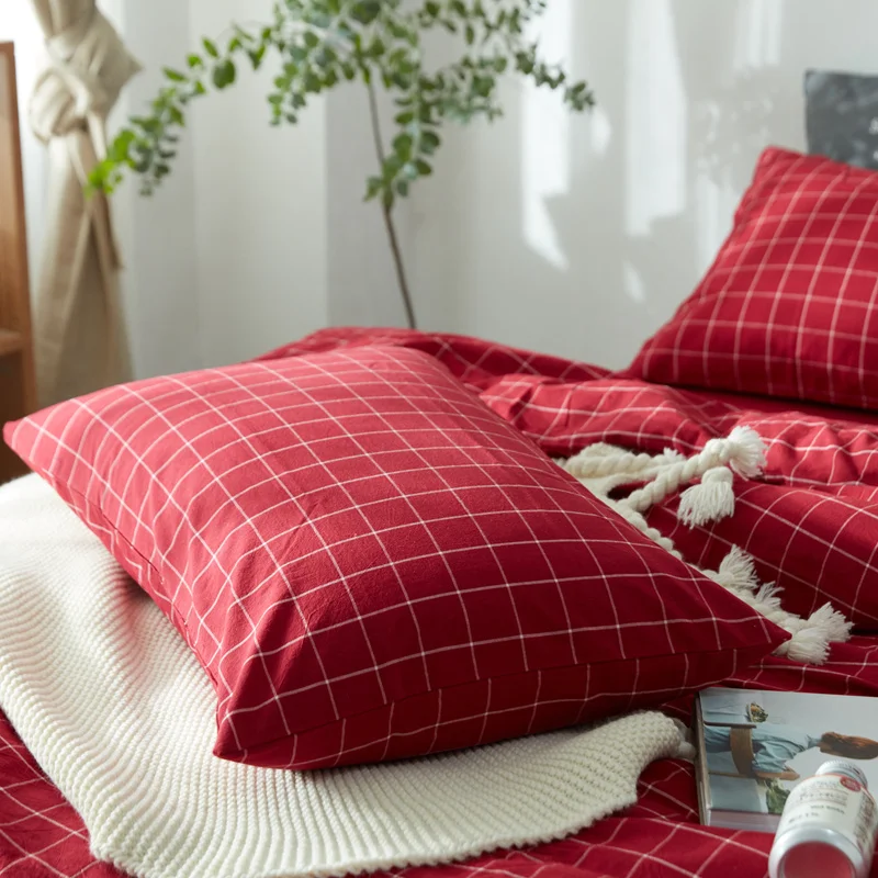 washable cotton western style yarn dyed bed cover 4pcs bedding set korean bed cover