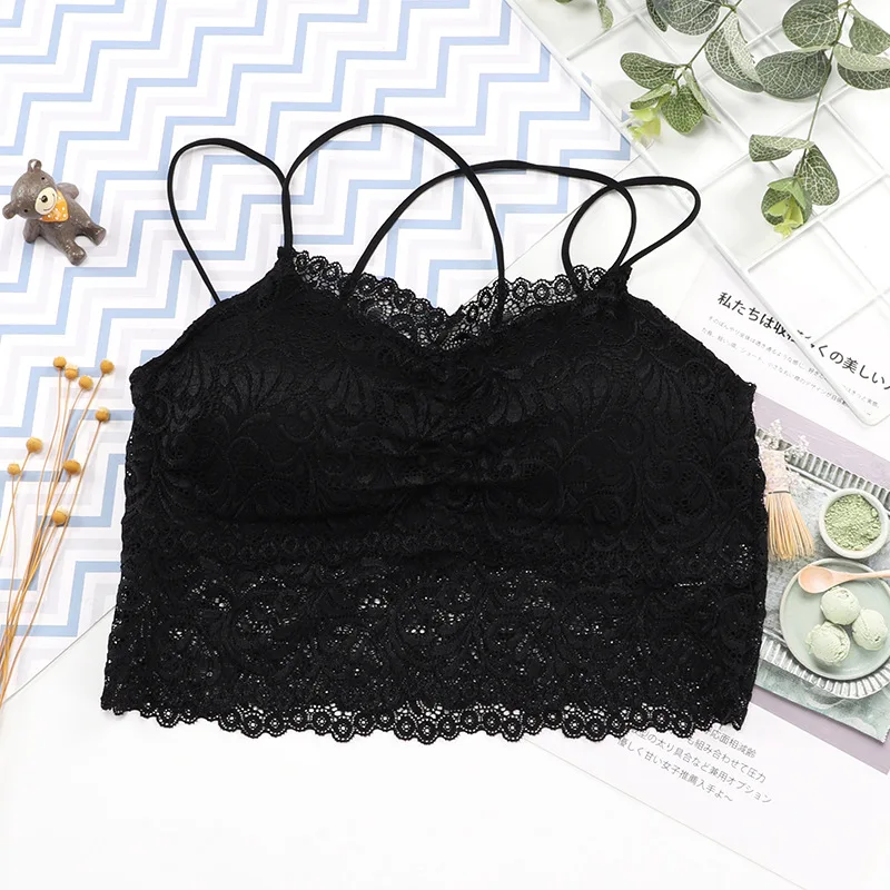 new type sexy Girl lace bosom contracted condole belt breathable beauty back wire-free gather bra female popular seamless chest
