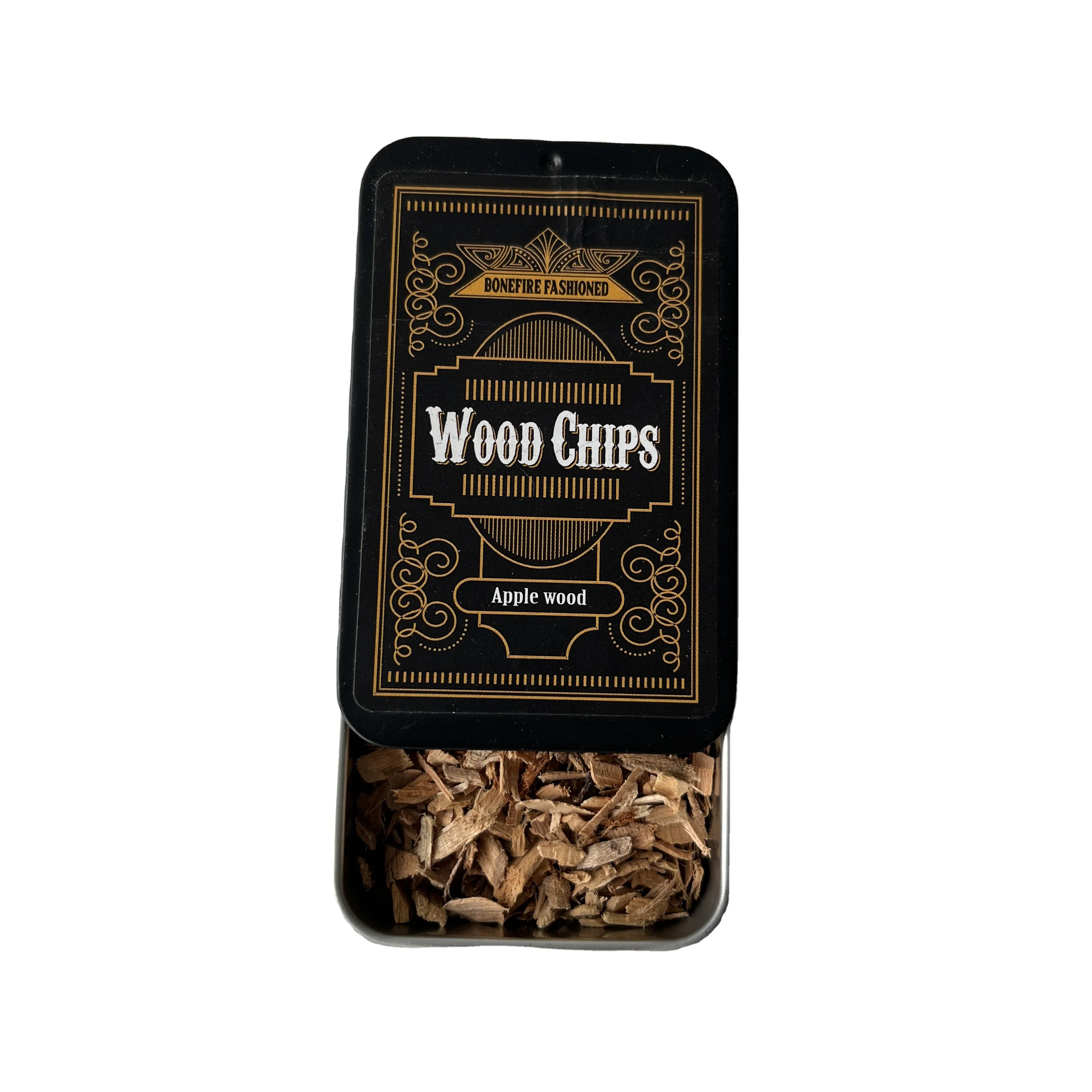 Quadrate Square Rectangle Black  Metal tins dry fresh natural wood Cocktail smoking chips Smoke fuels Smoker wood fuel sawdust