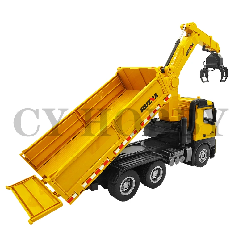 HUINA 1575 575 2.4G 1:14 26CH RC metal dump truck toys remote control construction rc Truck with wood grab