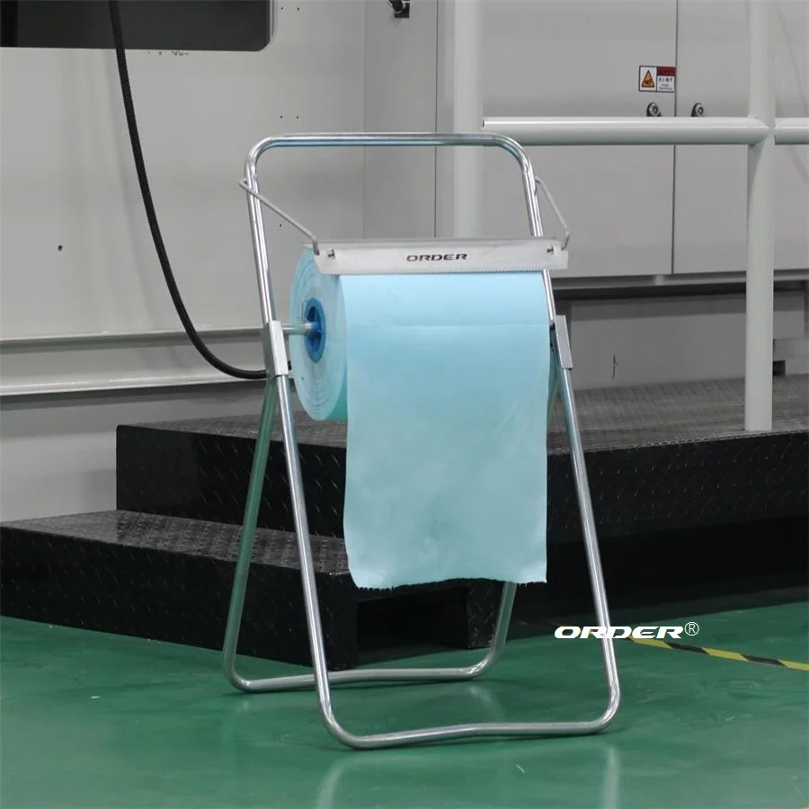 Mobile Industrial Floor Stand Paper Roll Holder clean rags cleaning wipers jumbo roll dispensers