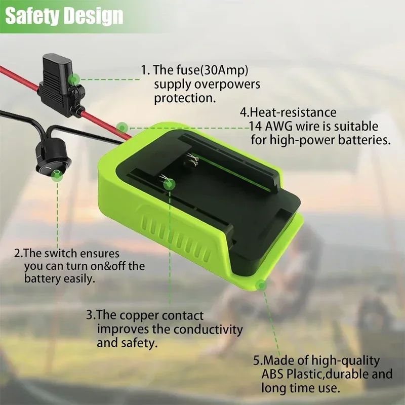 DIY Power Wheel Adapter Converter For Ryo bi 40V Lithium Battery Adapter with Fuse & Switch 14 AWG Wire for DIY Rc Car Toys