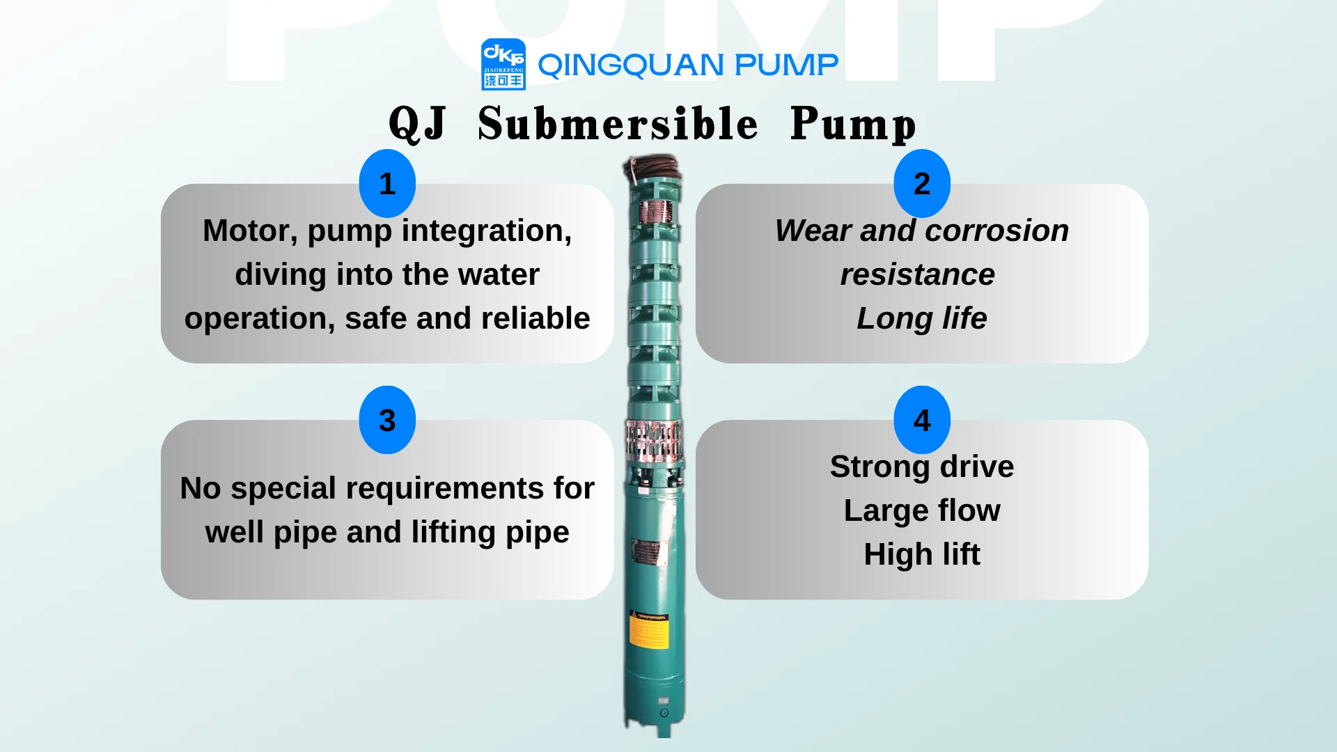 Excellent 10 Inch Electric Cast Iron Well Pumps High Flow Qj Series Submersible Water Pump for Irrigation
