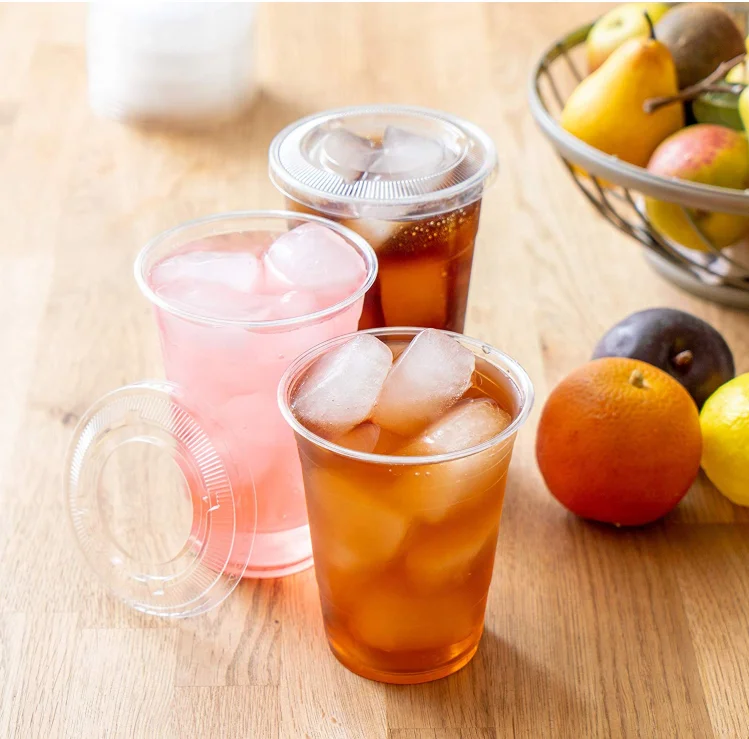 Zhejiang factory customize printing logo disposable 16 oz 500 cc translucent PP U-Rim plastic cups to go