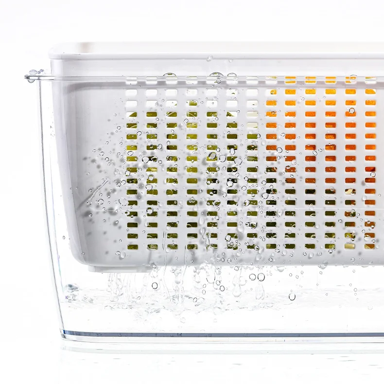 Fresh-keeping Vegetable And Fruit Storage Bin Refrigerator Food Storage Containers with Filter Basket