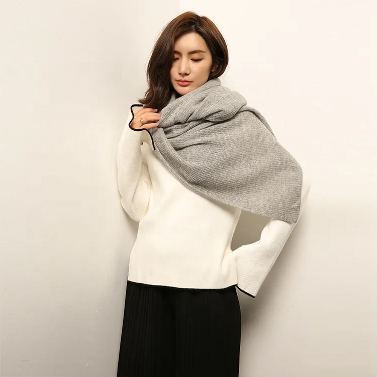 Best fashion sales winter unisex small ribbed basic classic scarf style 100% cashmere scarf