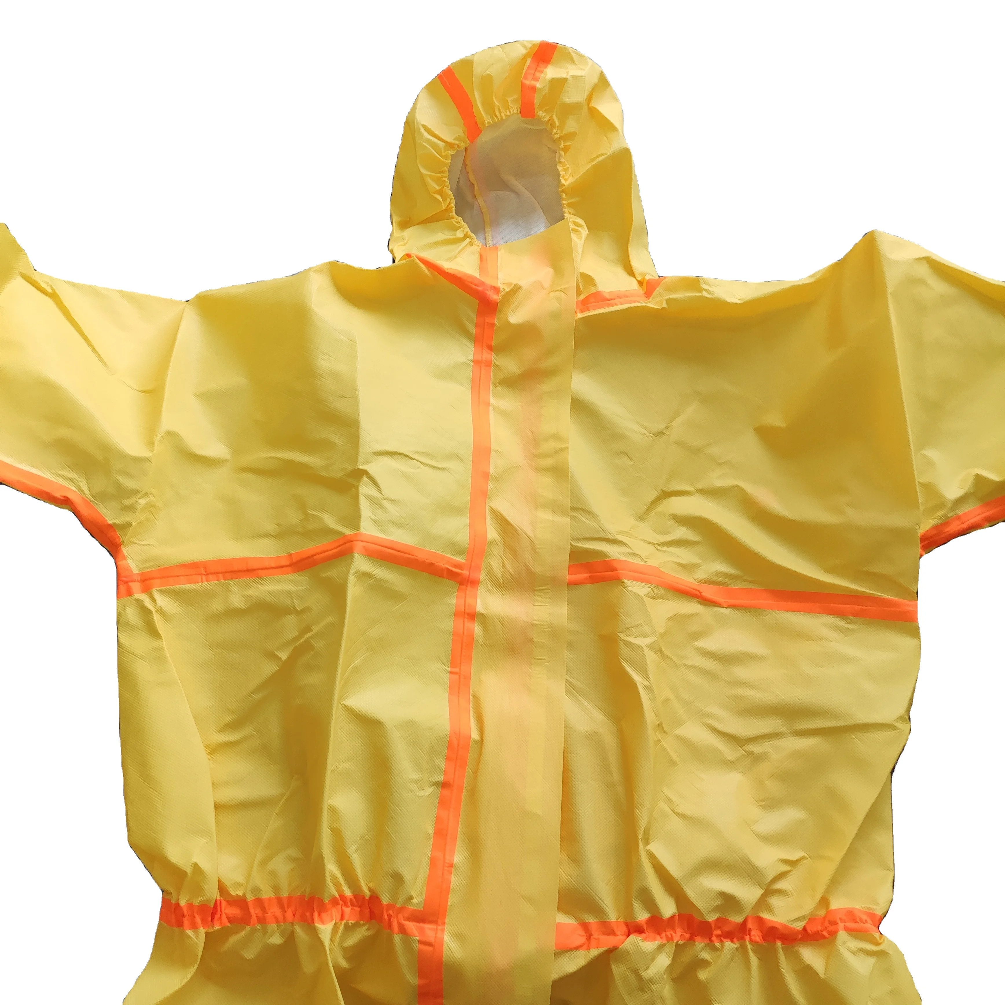 Unisex Scrub Yellow Suits Insulated  Yellow Type 56 SF Safety PPEs Chemical Waterproof Disposable Hazmat Suit Overall Coverall