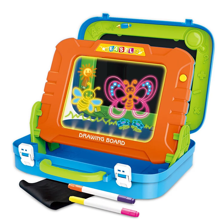 DIY multifunction fluorescent writing board 2 in 1 suitcase drawing board for kids