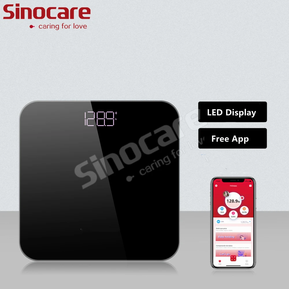 Sinocare Electronic Digital Weighing Scale Wireless Scales Weighing Electronic Smart Bathroom Scale