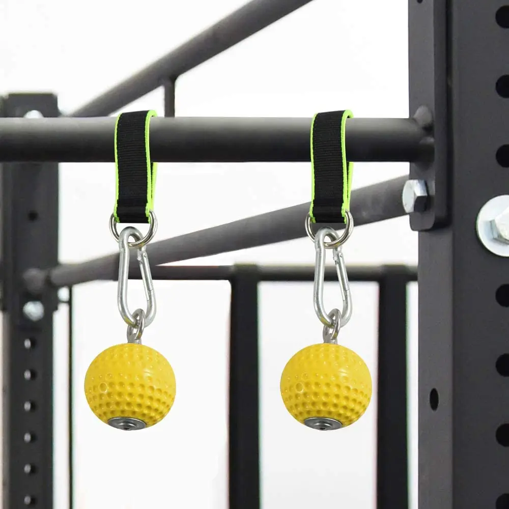 Climbing Pull Up Power Ball Hold Grips with Straps. Non-Slip Hand Grips Strength Trainer Exerciser for Bouldering