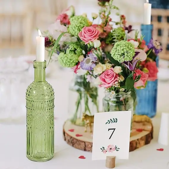 Vase Decorative Glass Vases Embossed Colored Glass Bottles Large Wine Bottle Size  Garden Decor Bottle Trees