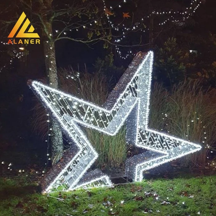 LED Christmas 3D Large stars Light Outdoor Decoration pentagram Street Motif Star String Light