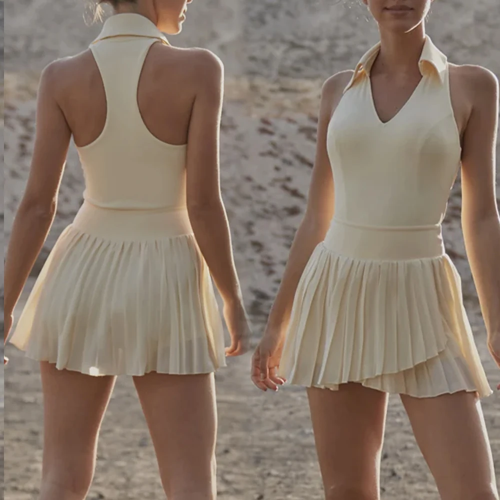 Custom Workout Running Tennis Wear With Built In Bra And Shorts Pocket Slim Fit Outdoor Casual Sports Golf Athletic Tennis Dress