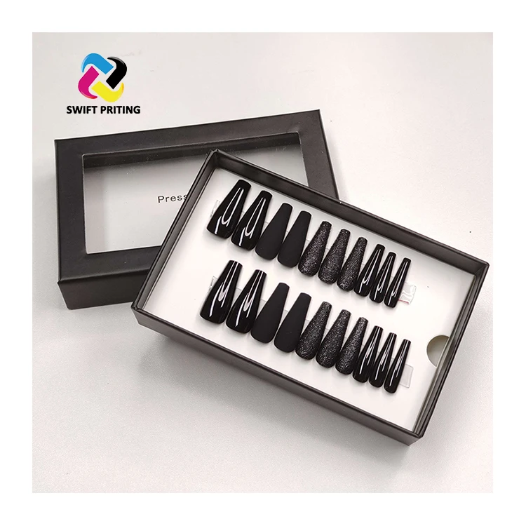 custom logo luxury empty false press on nails packaging box for long artificial nails