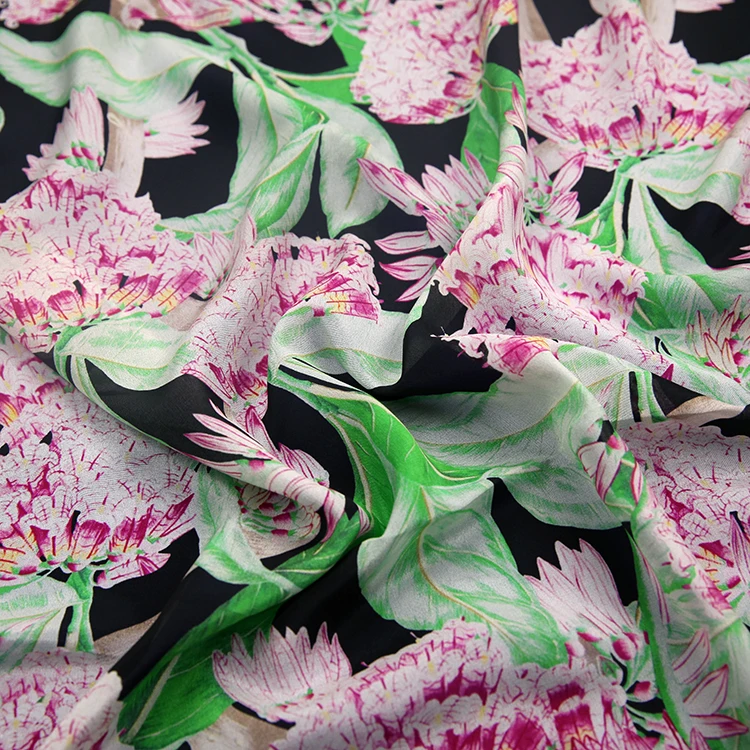 
Low Minimum Silk Print Crepe Fabric Floral by Xinhe Textiles 