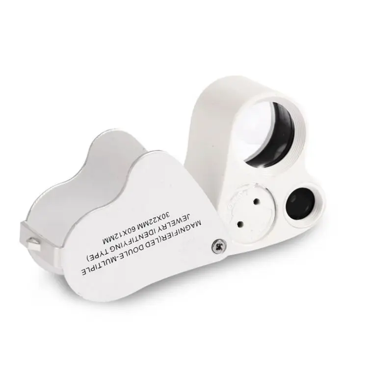 30X 60X Illuminated Jewelers Eye Loupe Magnifier Foldable Jewelry Magnifier with Bright LED Light for Gems Jewelry Coins Stamps